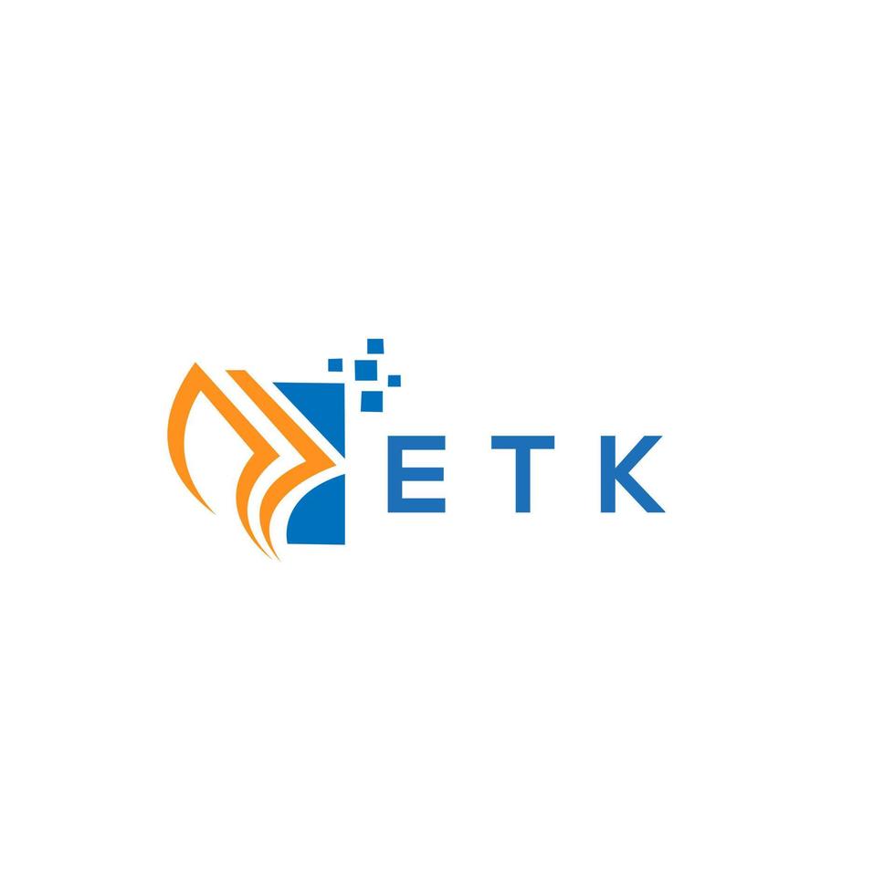 diseño de logotipo de contabilidad de reparación de crédito etk sobre fondo blanco. etk creative iniciales gráfico de crecimiento letra logo concepto. diseño del logotipo de finanzas empresariales etk. vector