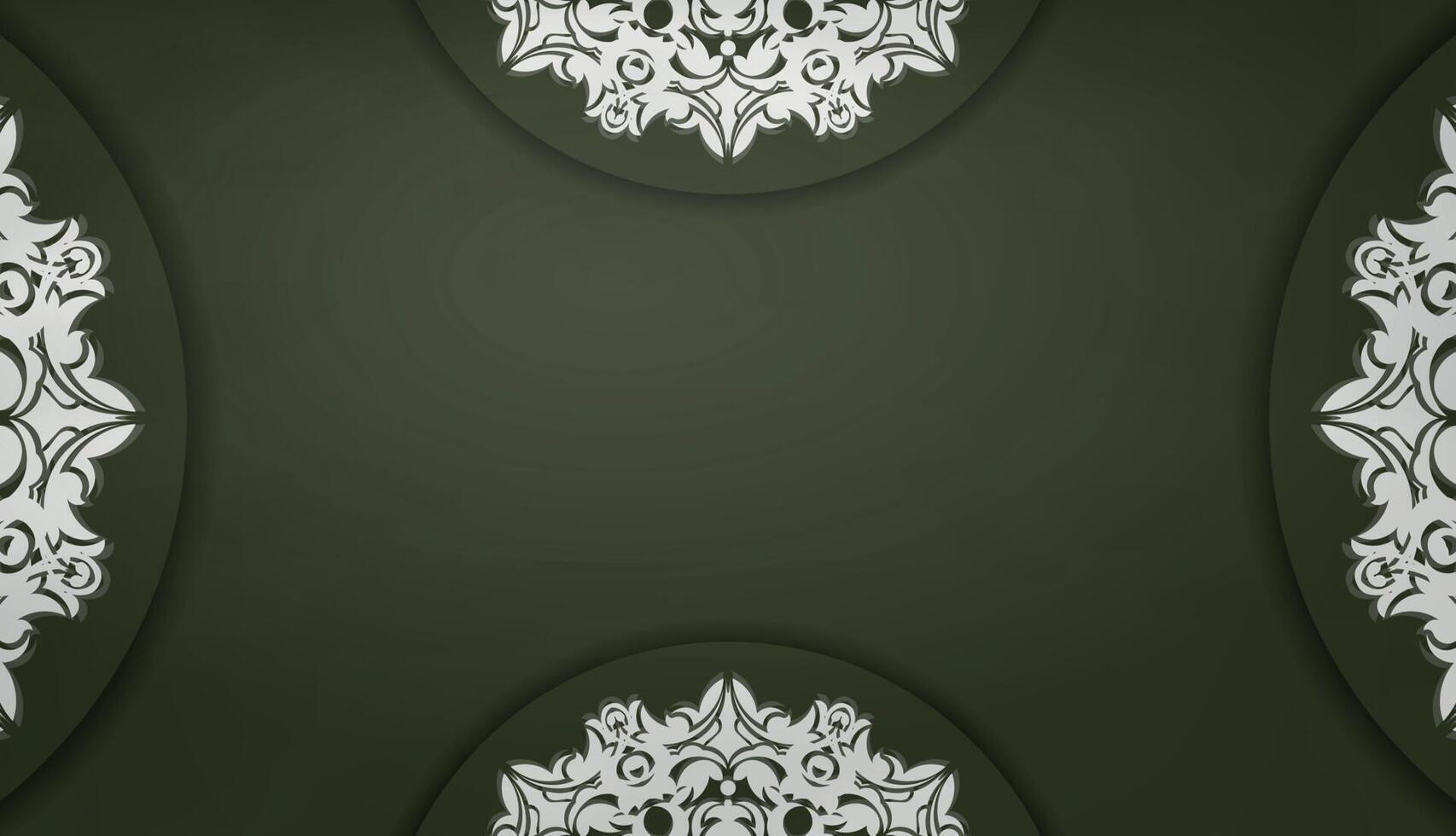 Dark green banner with a luxurious white pattern and space for your logo or text vector
