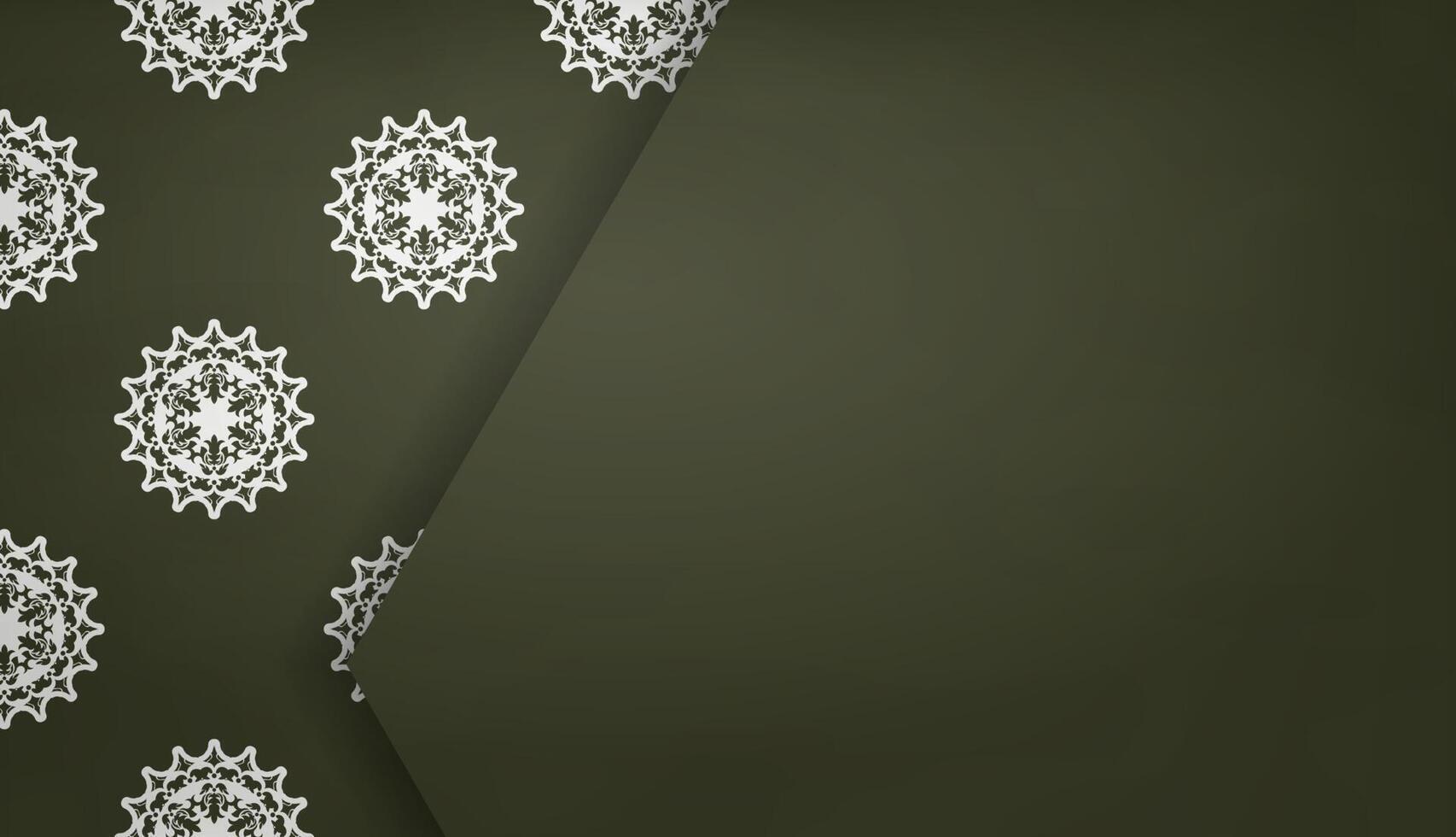 Dark green banner with luxurious white ornament for design under your text vector