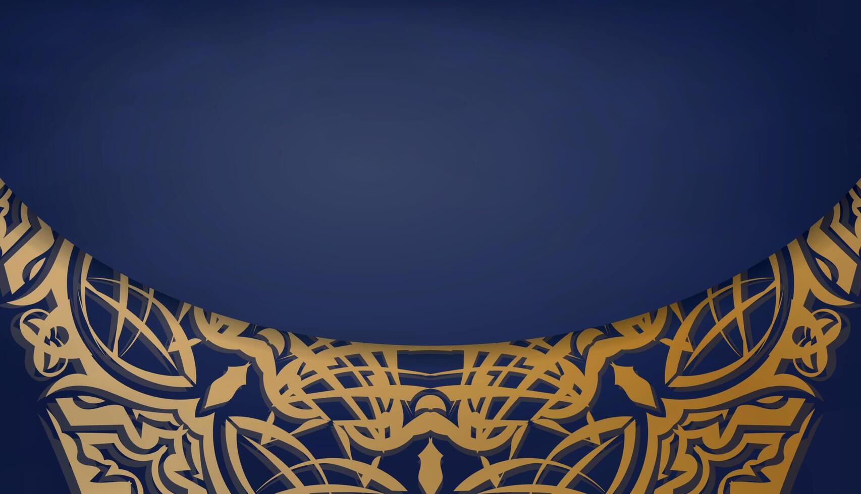 Dark blue banner with Indian gold pattern and space for your logo or text vector