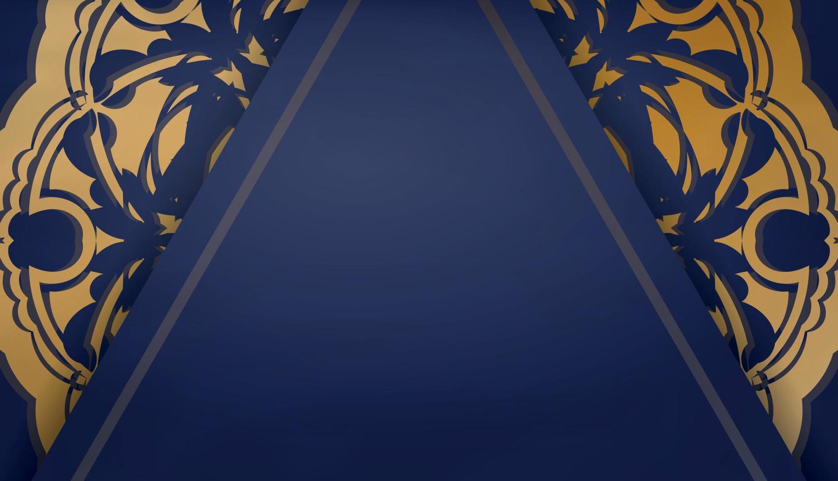 Dark blue banner with vintage gold ornament for design under logo or text vector