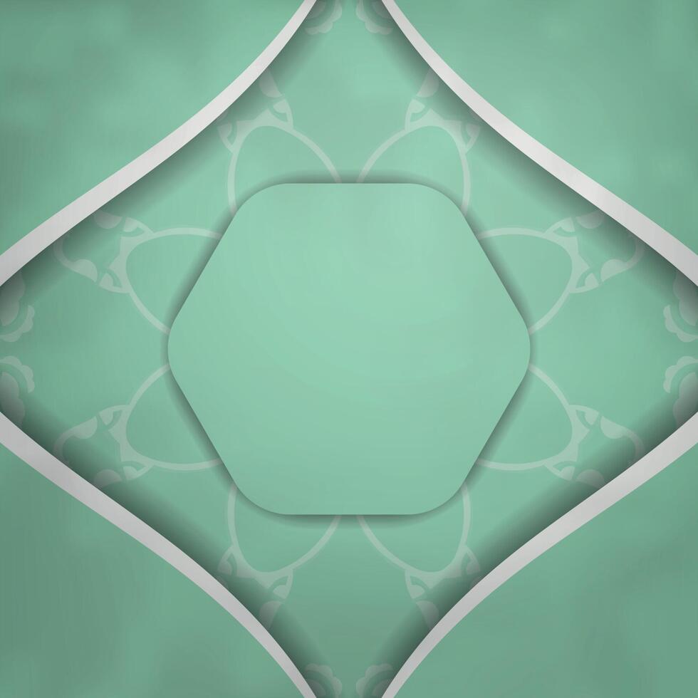 Postcard mint color with an old white pattern for your congratulations. vector