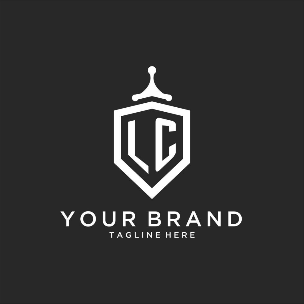 LC monogram logo initial with shield guard shape design vector