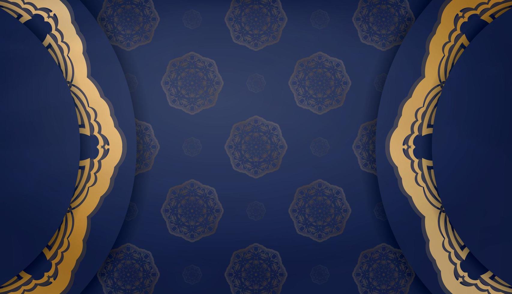 Dark blue banner with luxurious gold ornaments and space for your logo or text vector