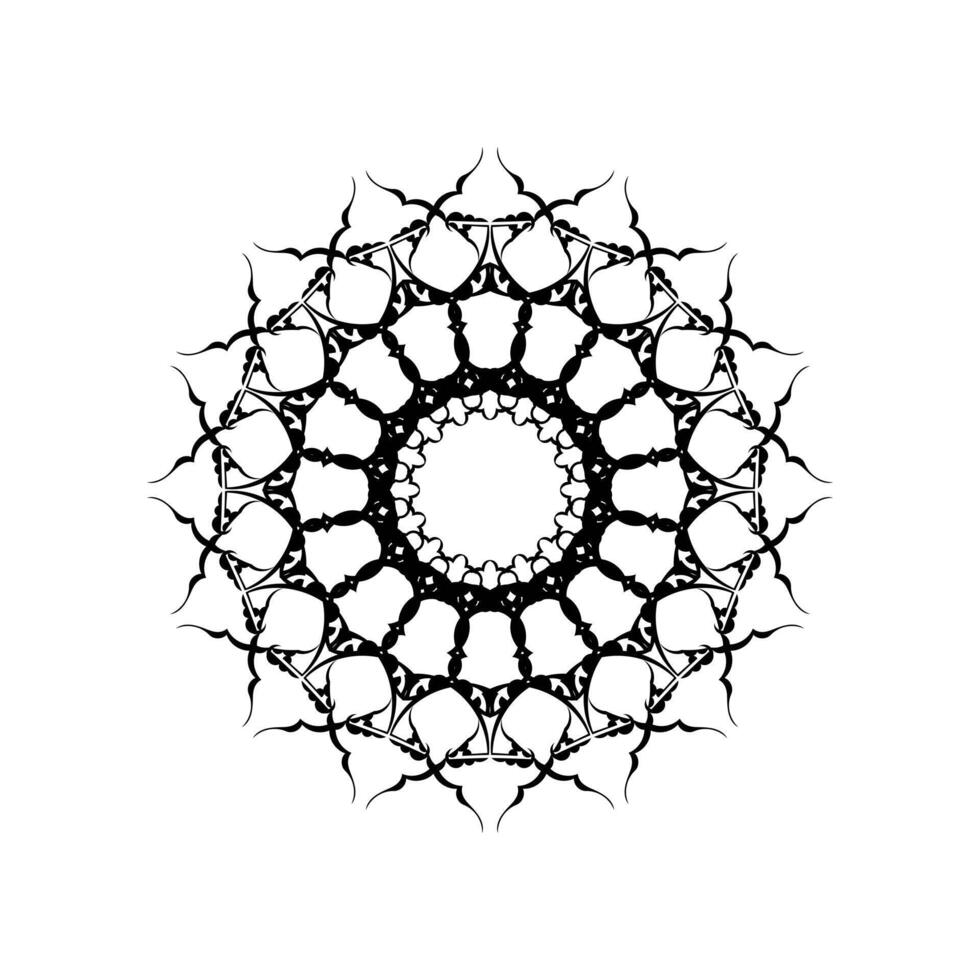 Black and white mandala vector isolated on white. Vector hand drawn circular decorative element.