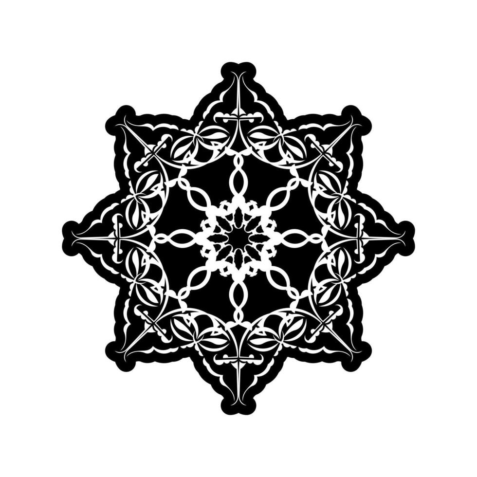 Black and white mandala isolated on white. hand drawn circular decorative element. vector