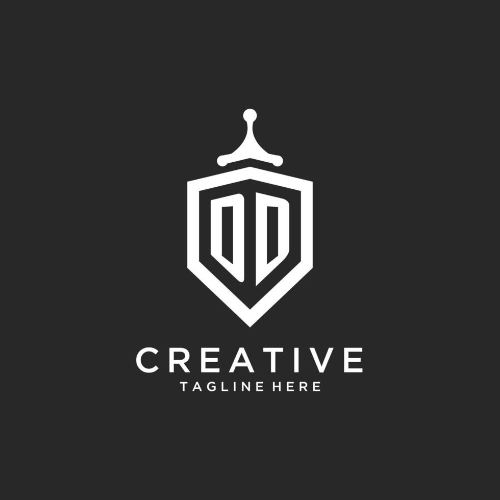 DD monogram logo initial with shield guard shape design vector