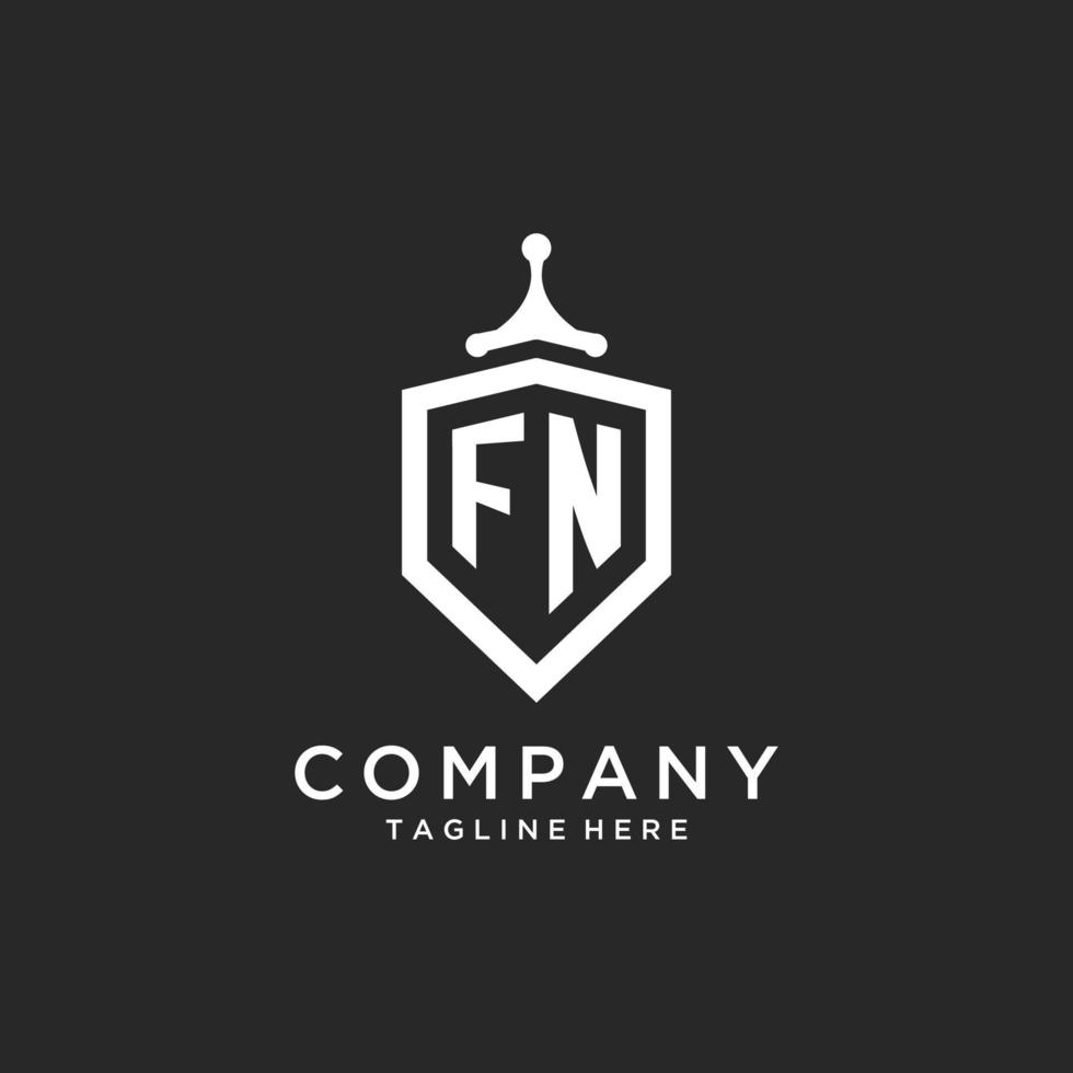 FN monogram logo initial with shield guard shape design vector