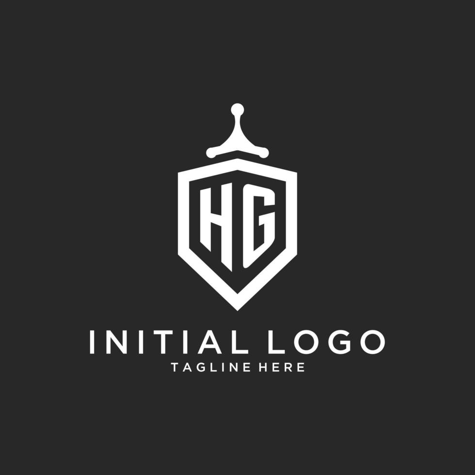 HG monogram logo initial with shield guard shape design vector