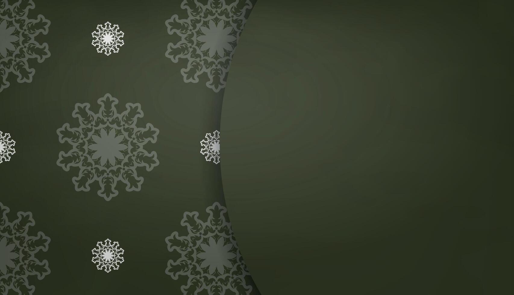 Dark green banner with abstract white ornament and a place under the logo vector