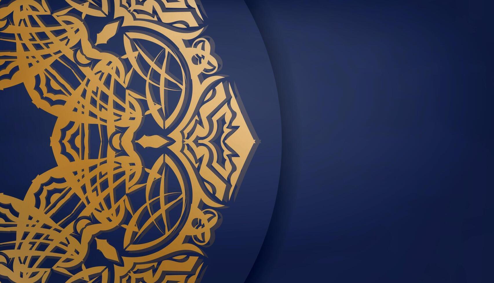 Baner of dark blue color with mandala gold pattern for design under your logo or text vector