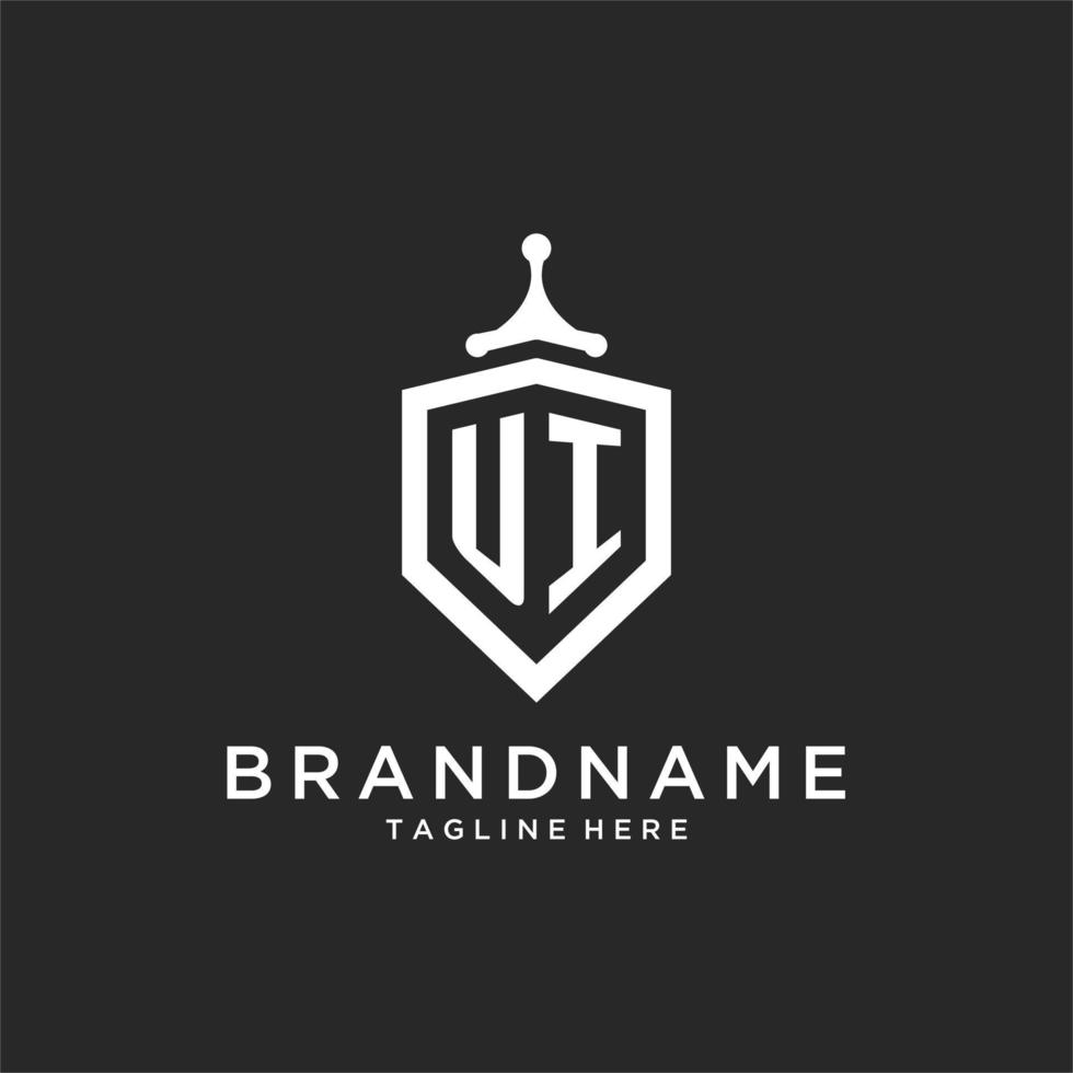 UI monogram logo initial with shield guard shape design vector