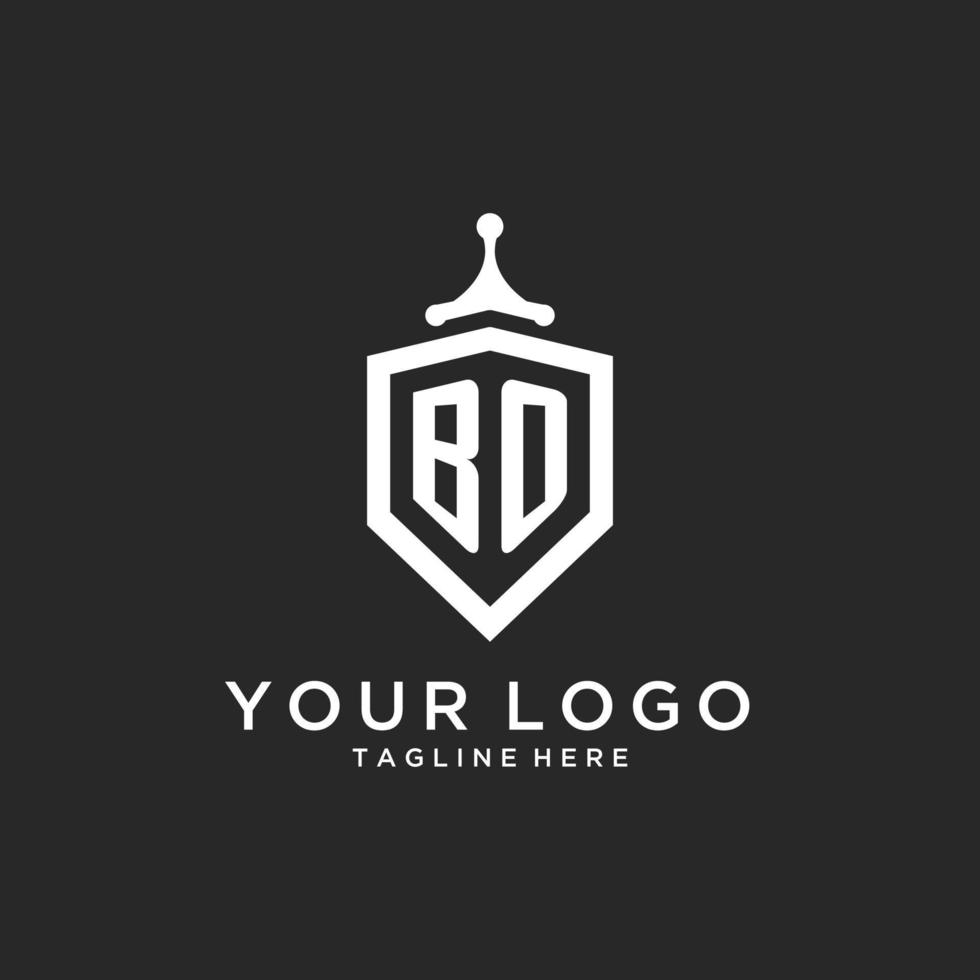 BO monogram logo initial with shield guard shape design vector