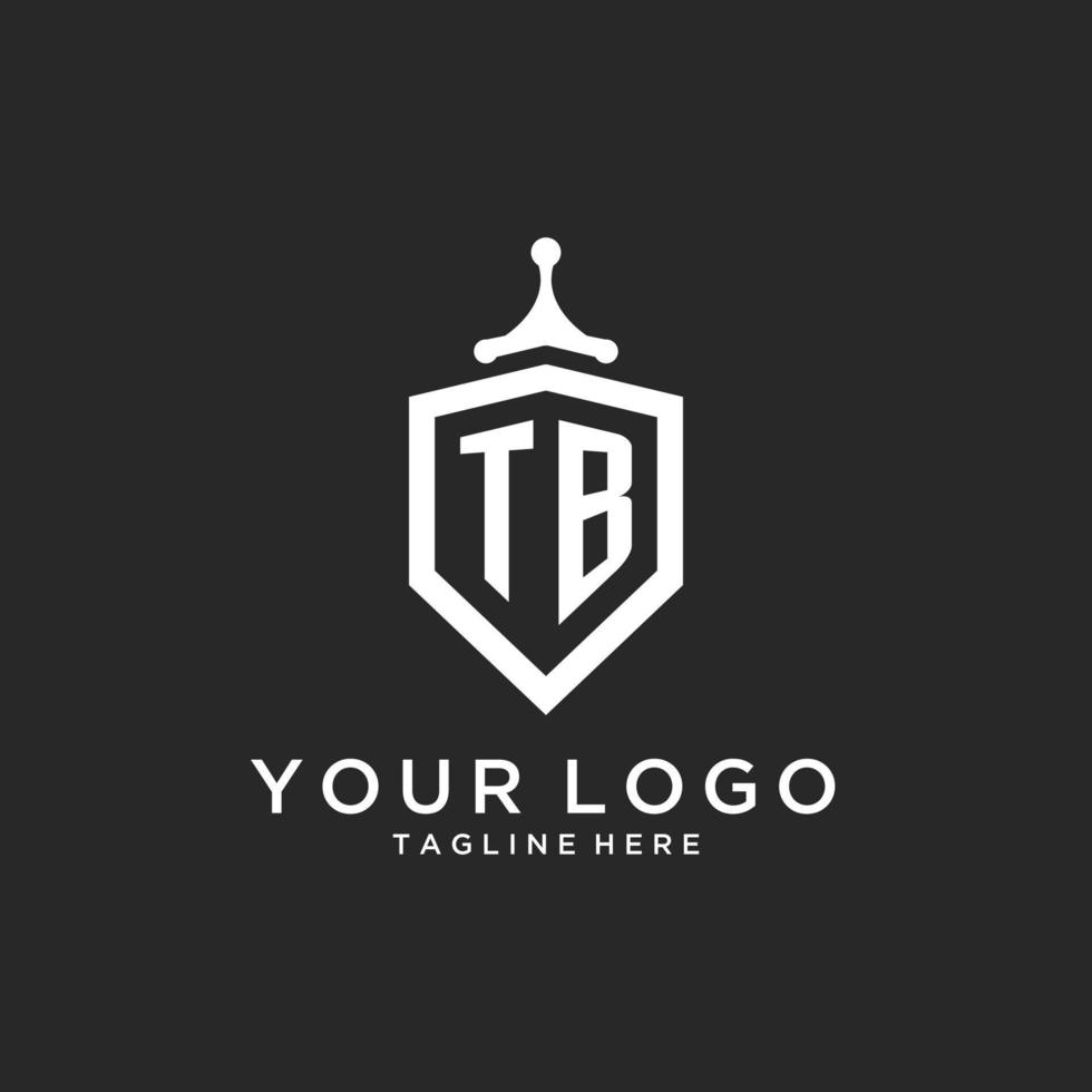 TB monogram logo initial with shield guard shape design vector