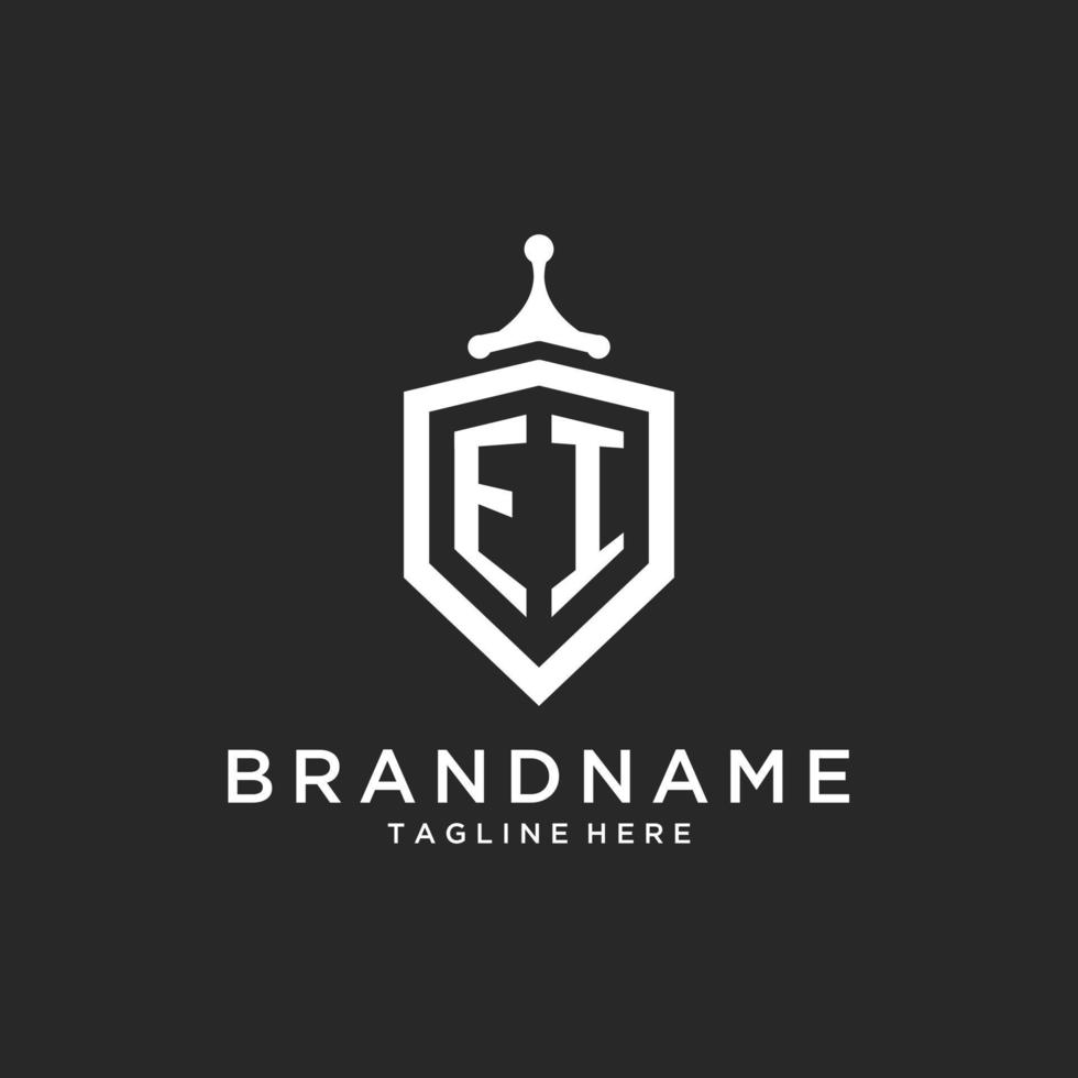 EI monogram logo initial with shield guard shape design vector