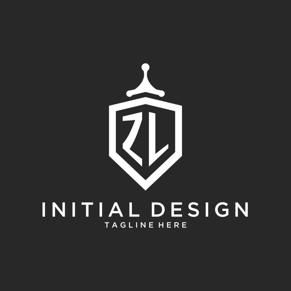 ZL monogram logo initial with shield guard shape design vector