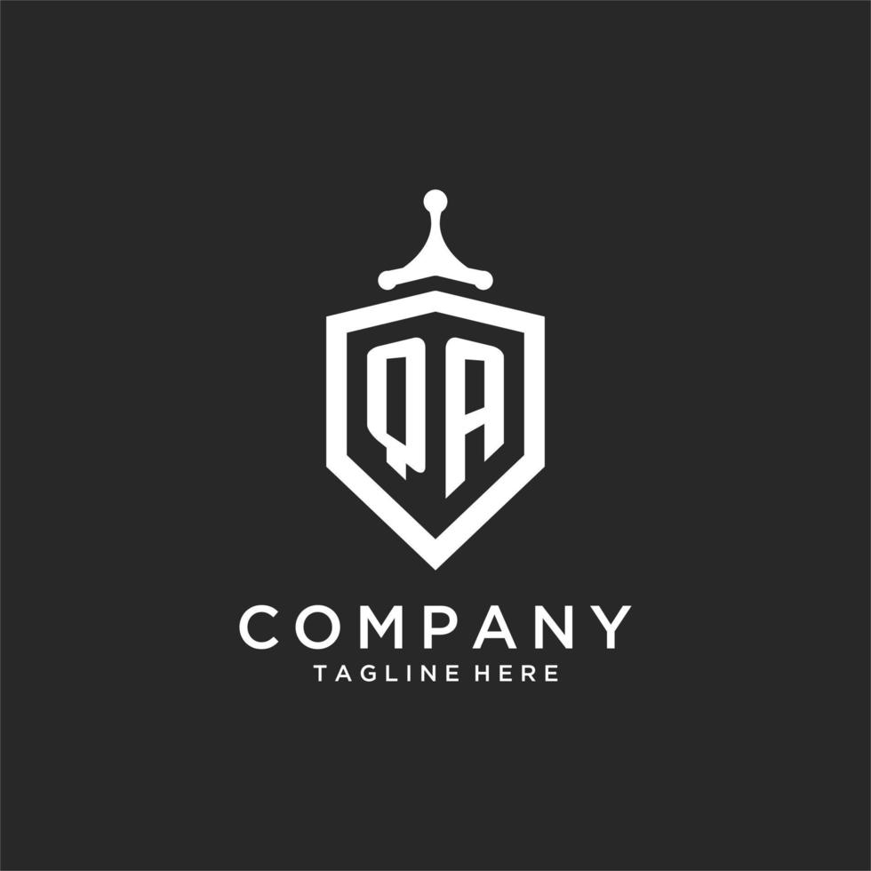QA monogram logo initial with shield guard shape design vector