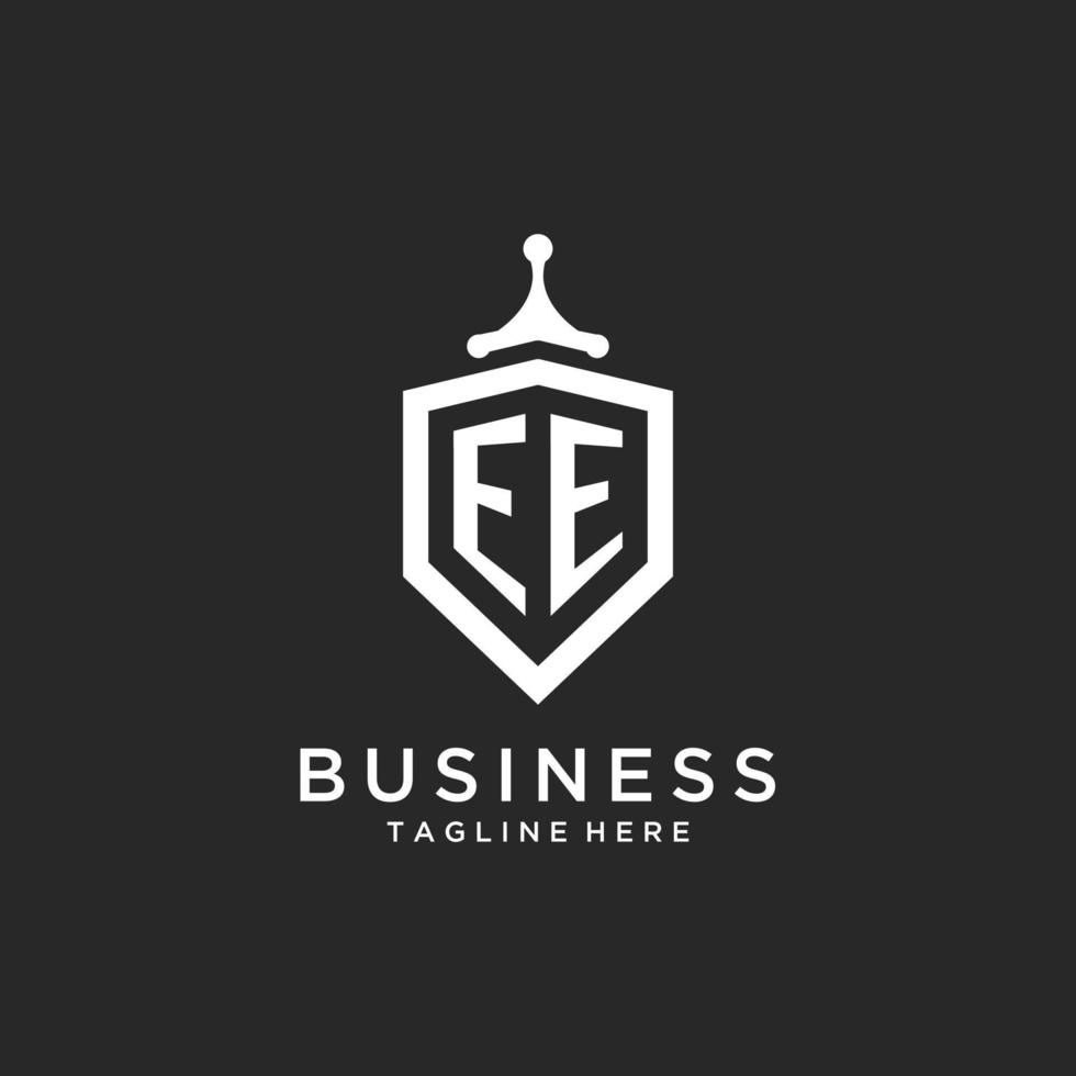 EE monogram logo initial with shield guard shape design vector