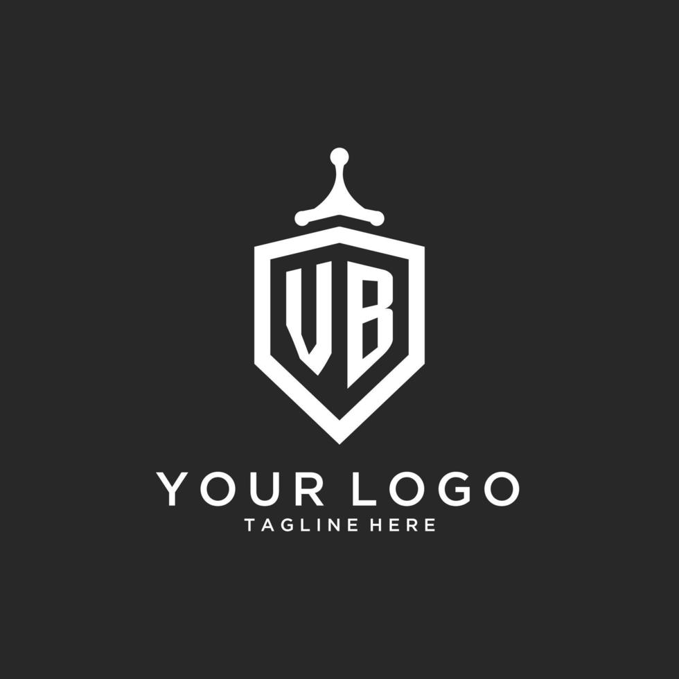 VB monogram logo initial with shield guard shape design vector