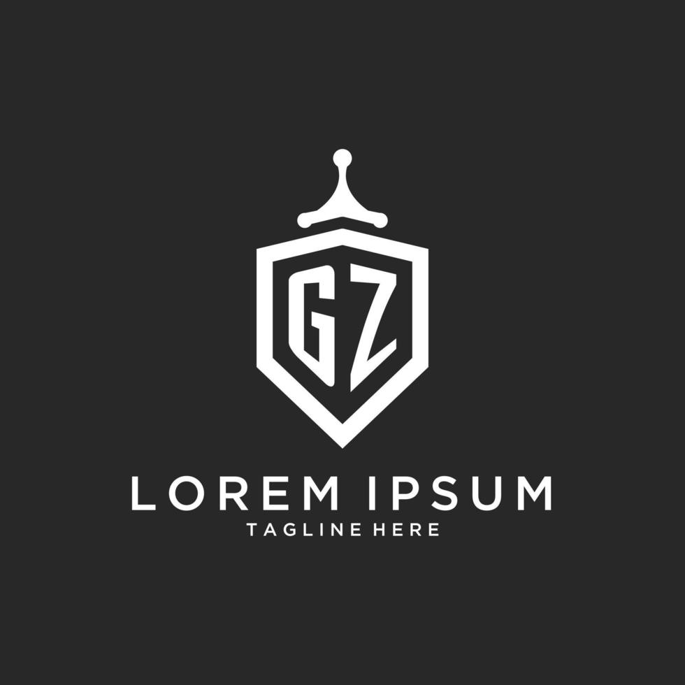 GZ monogram logo initial with shield guard shape design 15785600 Vector ...