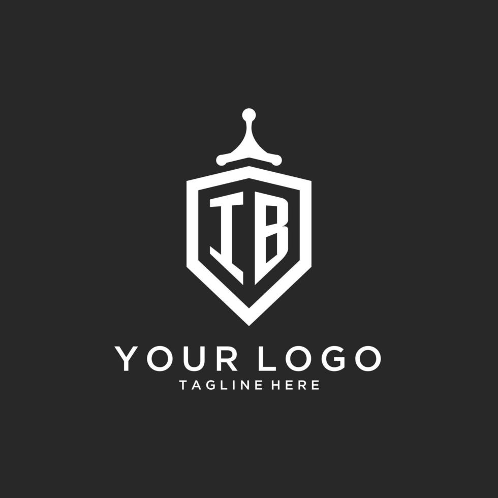 IB monogram logo initial with shield guard shape design vector