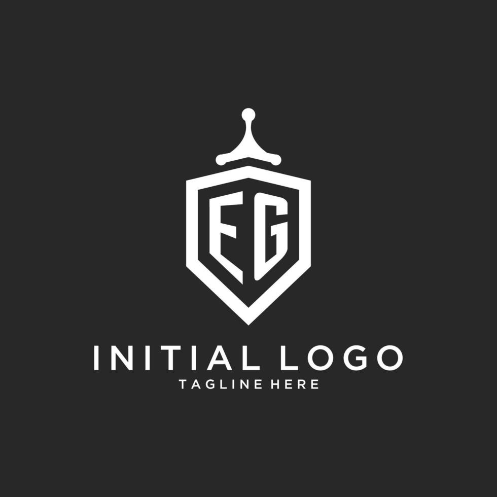 EG monogram logo initial with shield guard shape design vector