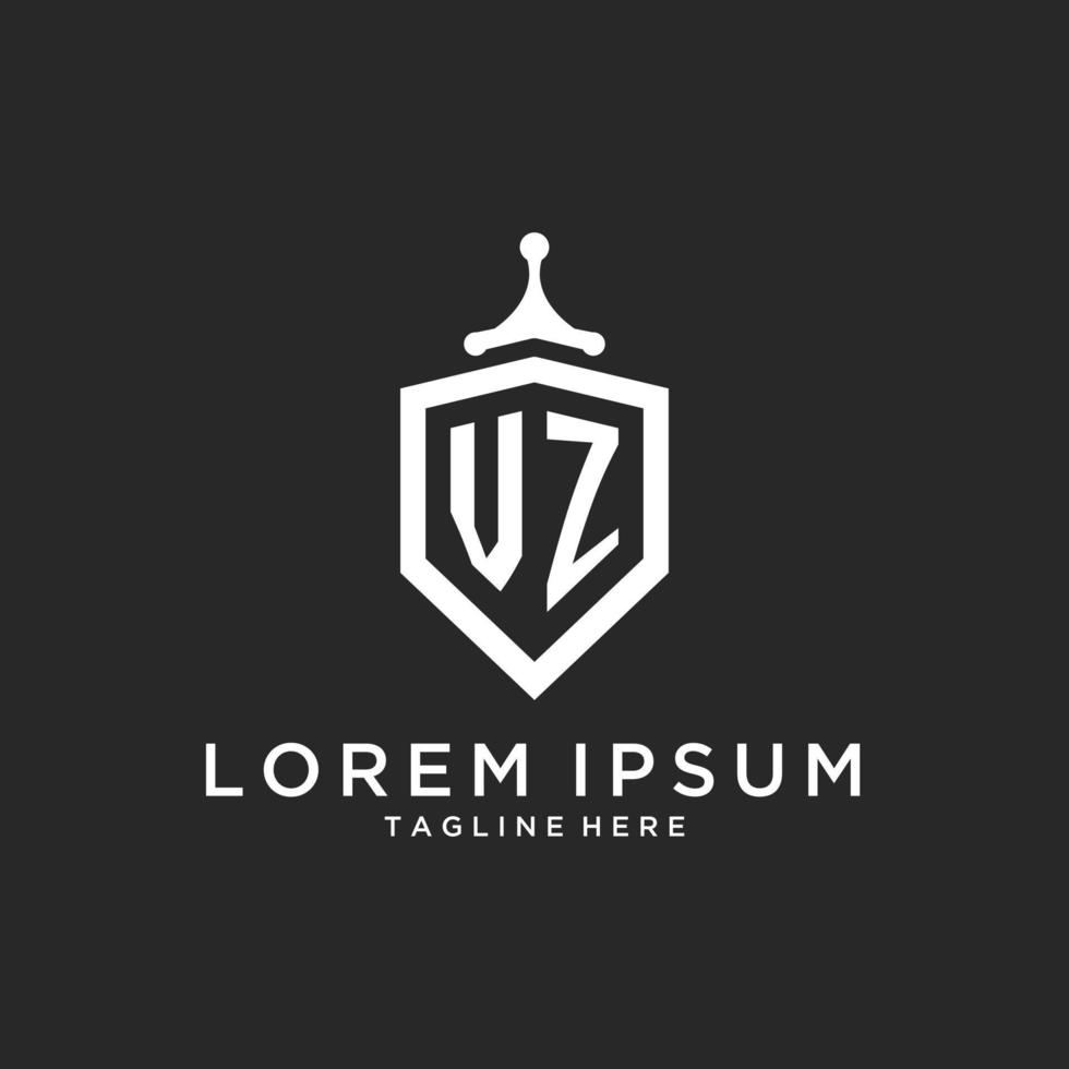 VZ monogram logo initial with shield guard shape design vector