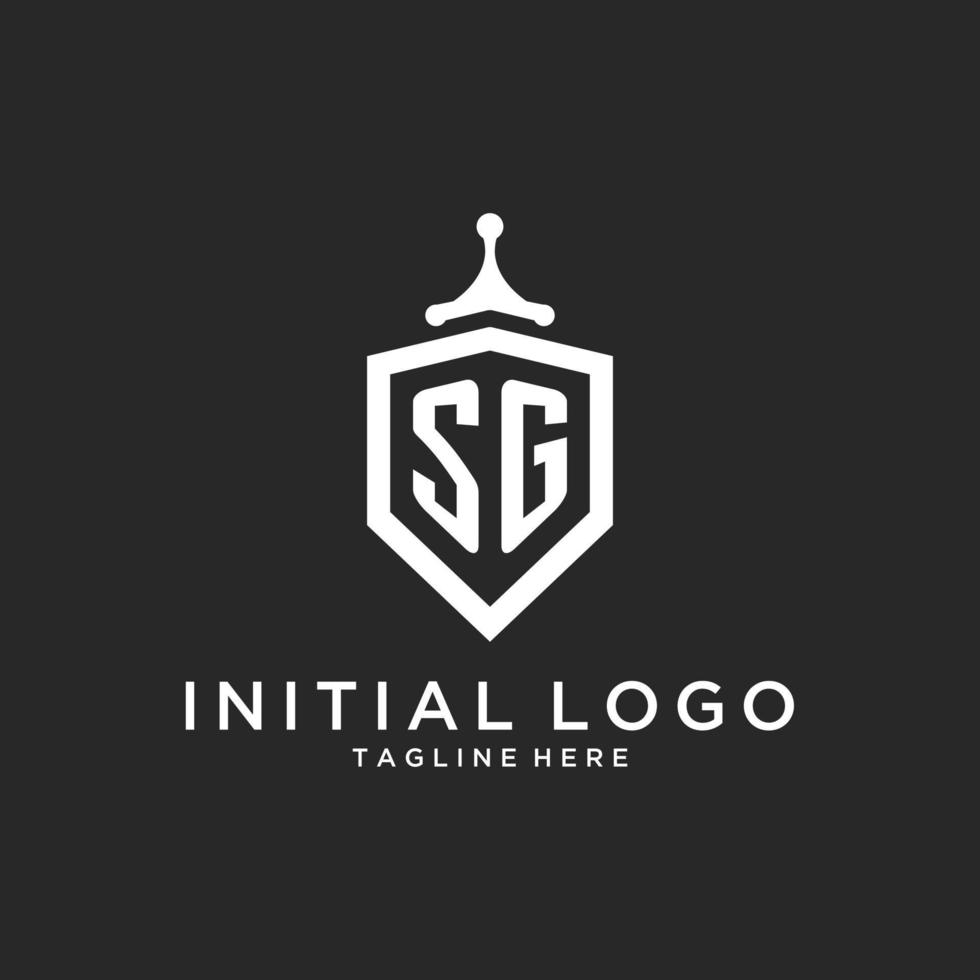 SG monogram logo initial with shield guard shape design vector