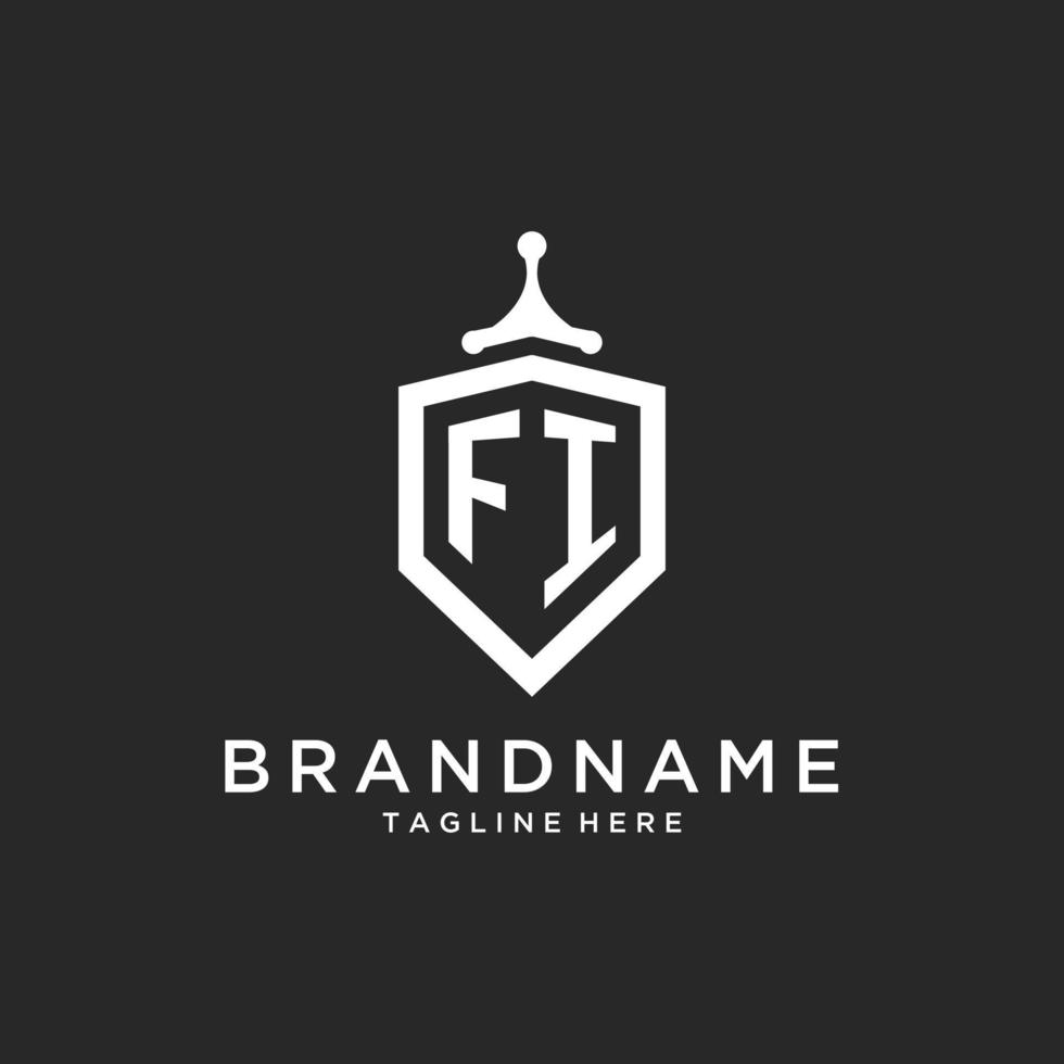 FI monogram logo initial with shield guard shape design vector