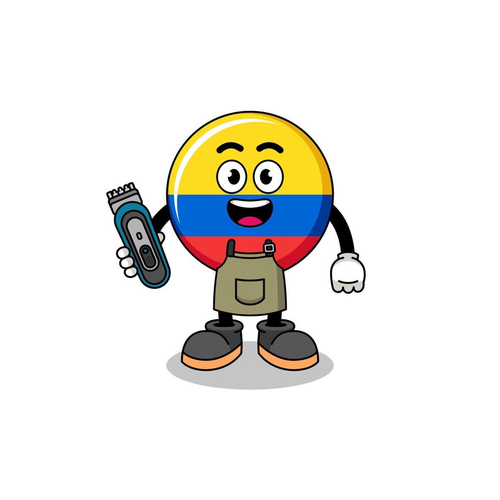 Cartoon Illustration of colombia flag as a barber man vector