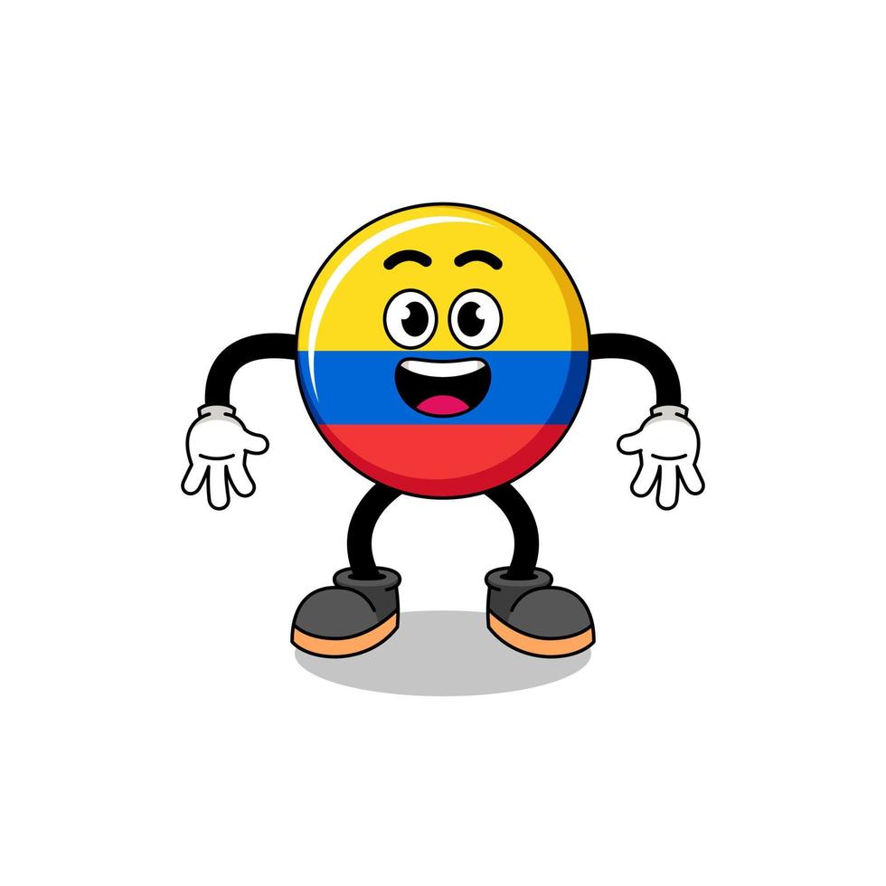 colombia flag cartoon with surprised gesture vector