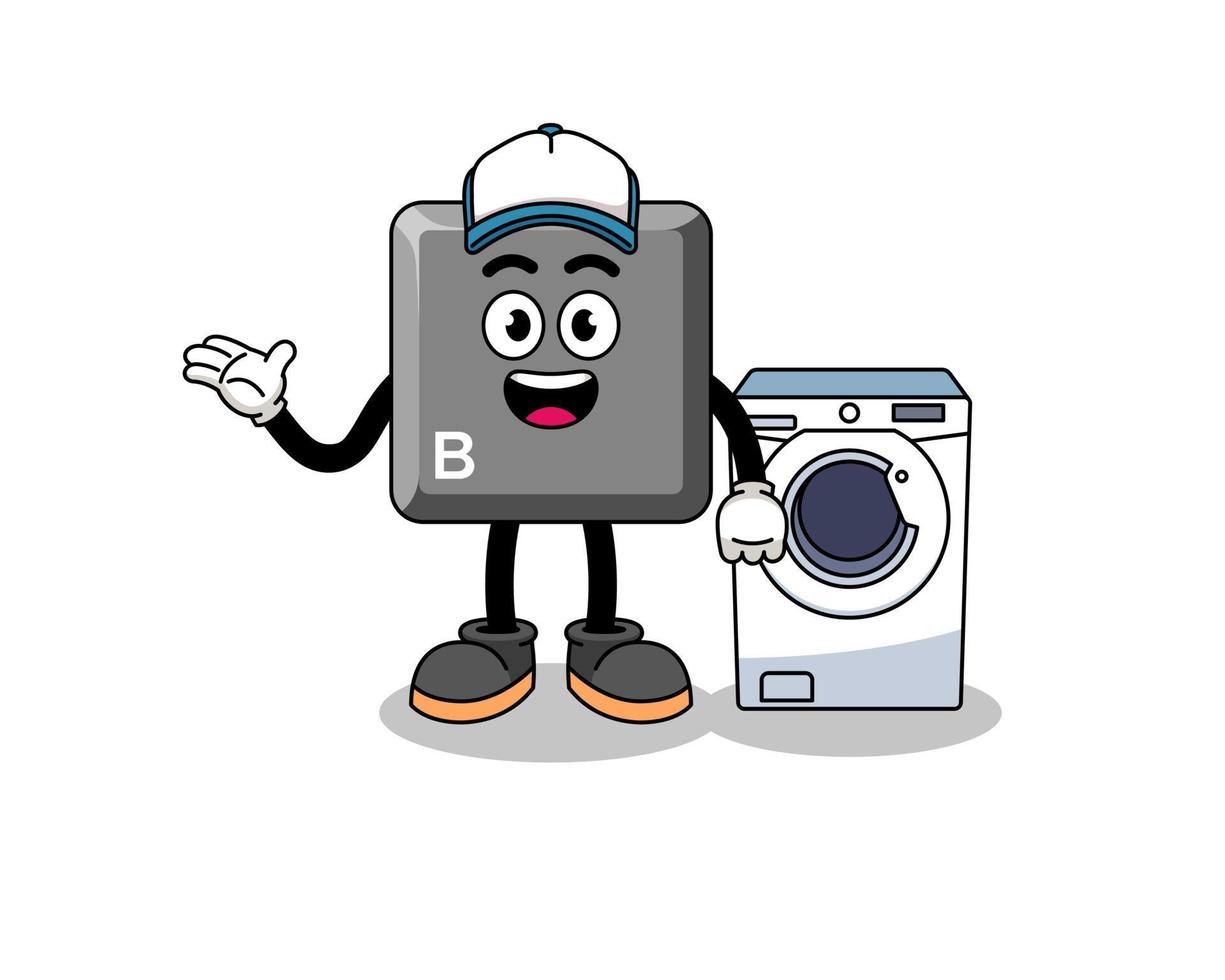 ilustración de la tecla b del teclado como un hombre de lavandería vector