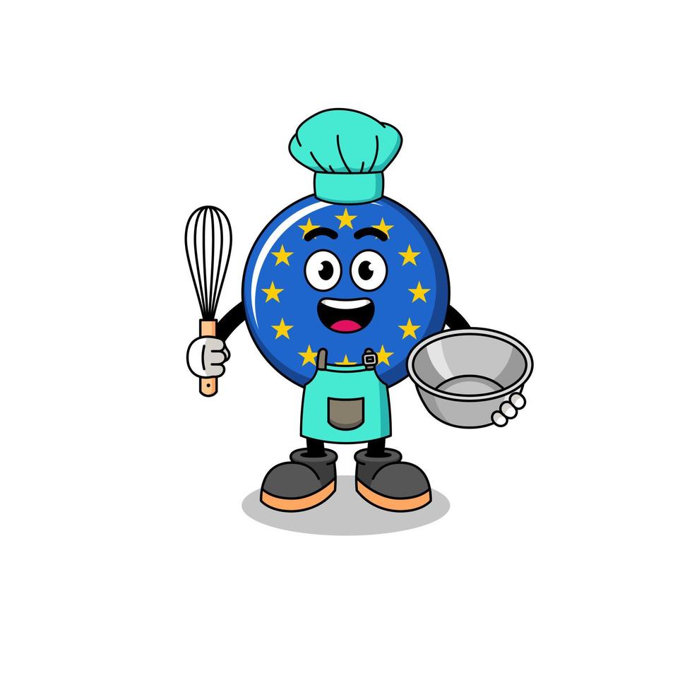 Illustration of europe flag as a bakery chef vector