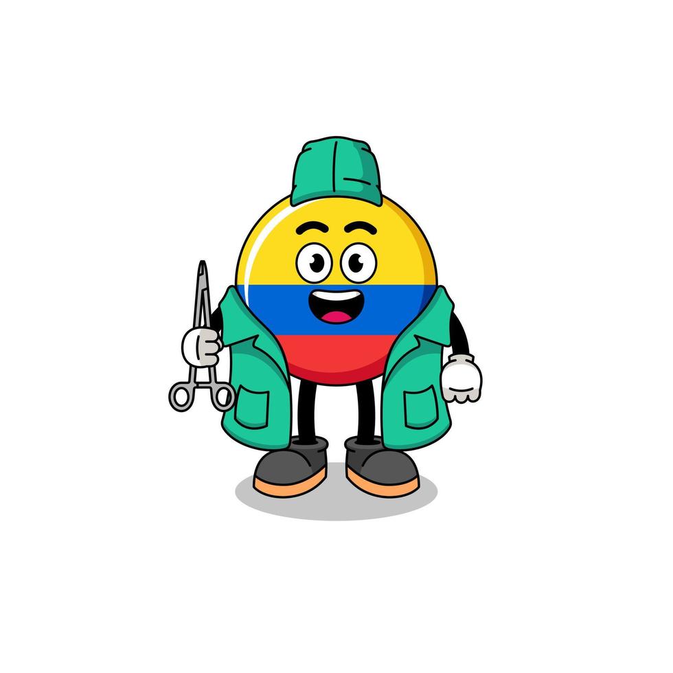 Illustration of colombia flag mascot as a surgeon vector