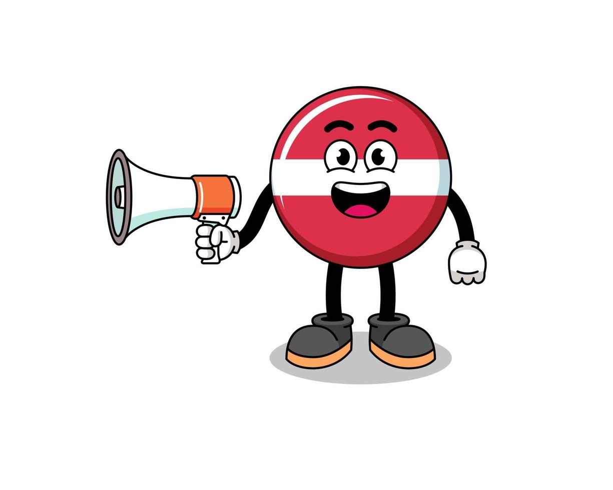 latvia flag cartoon illustration holding megaphone vector