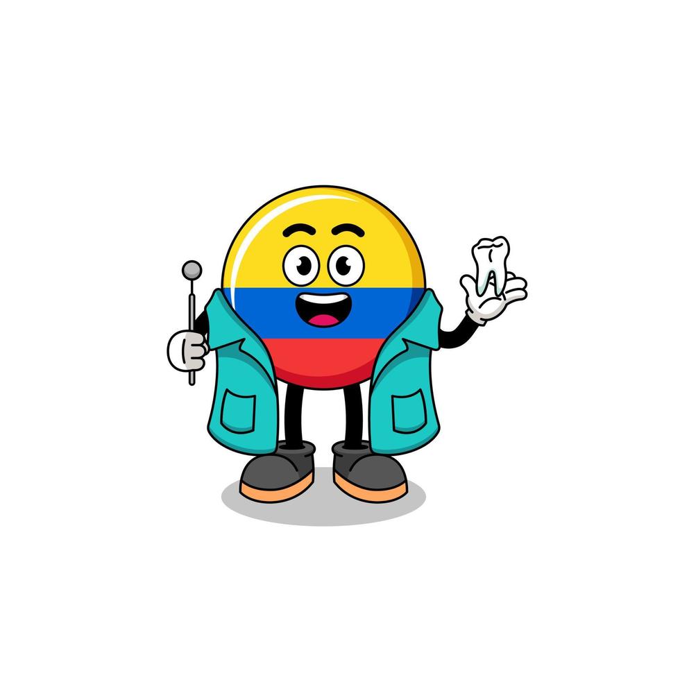 Illustration of colombia flag mascot as a dentist vector