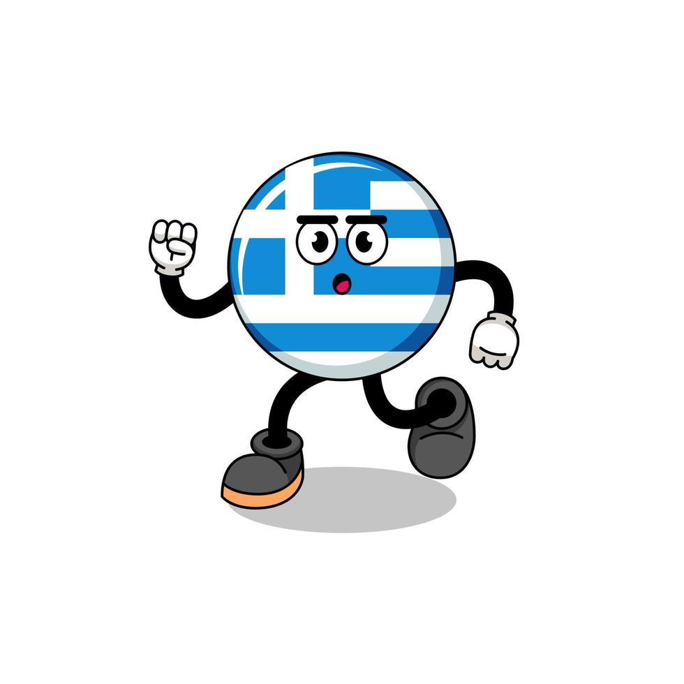running greece flag mascot illustration vector