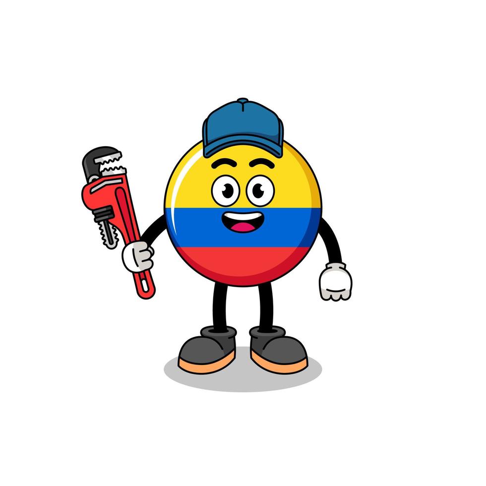 colombia flag illustration cartoon as a plumber vector