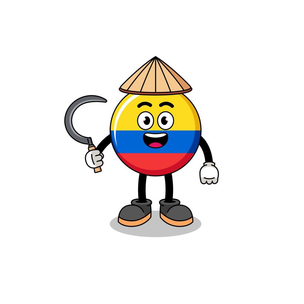 Illustration of colombia flag as an asian farmer vector