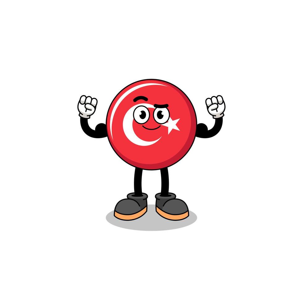 Mascot cartoon of turkey flag posing with muscle vector