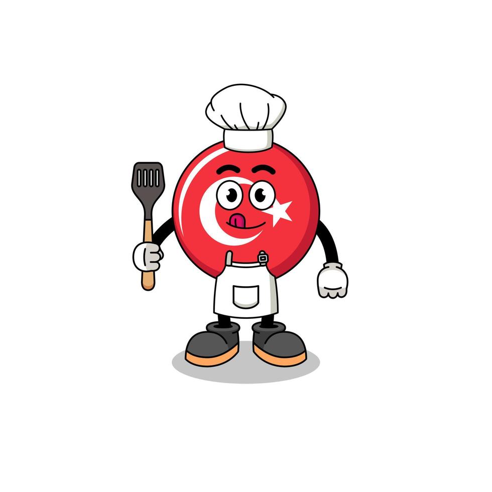 Mascot Illustration of turkey flag chef vector