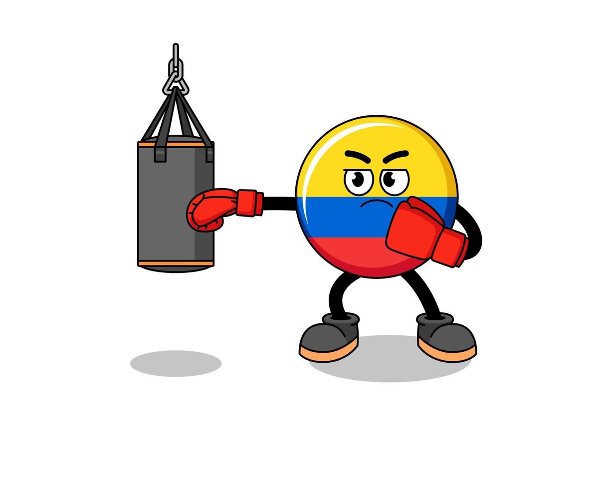 ilustración del boxeador de la bandera de colombia vector