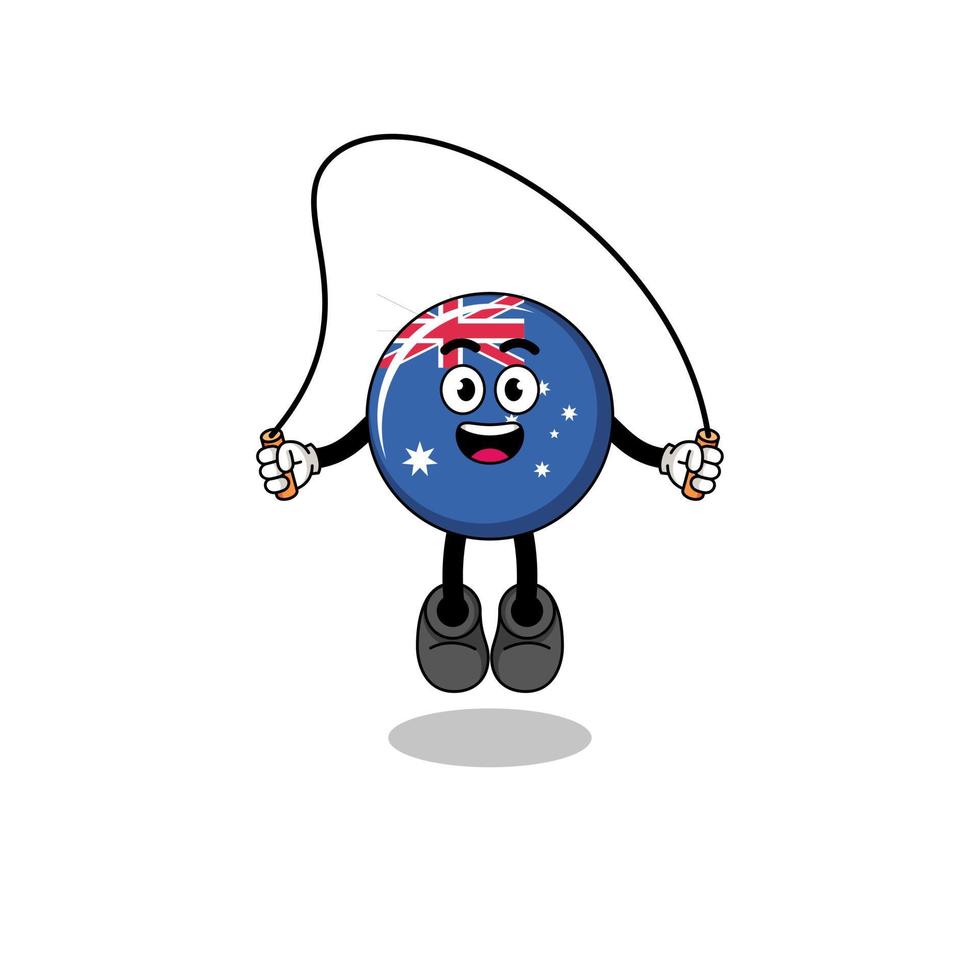 australia flag mascot cartoon is playing skipping rope vector
