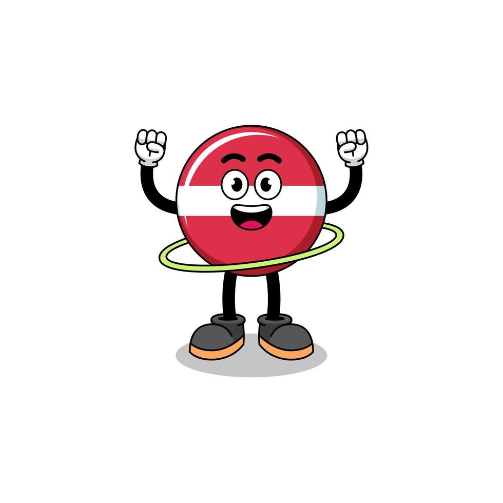 Character Illustration of latvia flag playing hula hoop vector