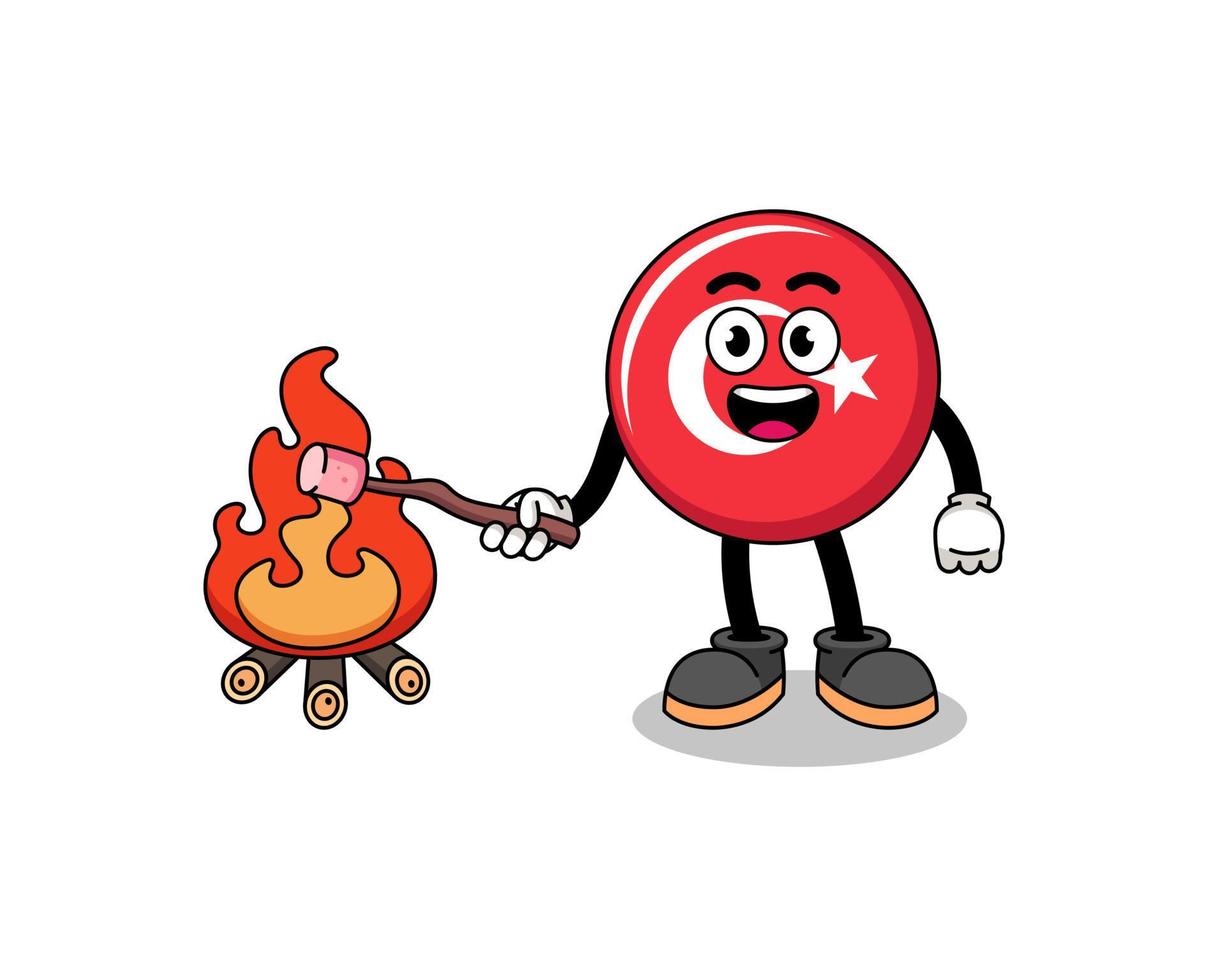 Illustration of turkey flag burning a marshmallow vector