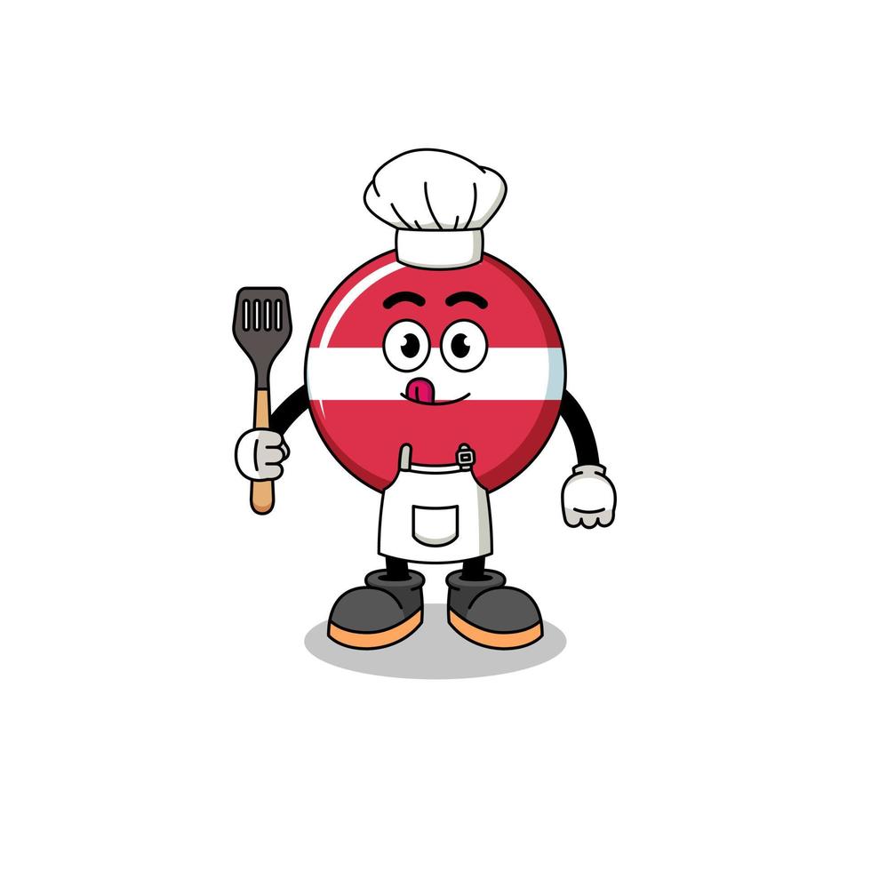 ilustración de mascota del chef de bandera de letonia vector