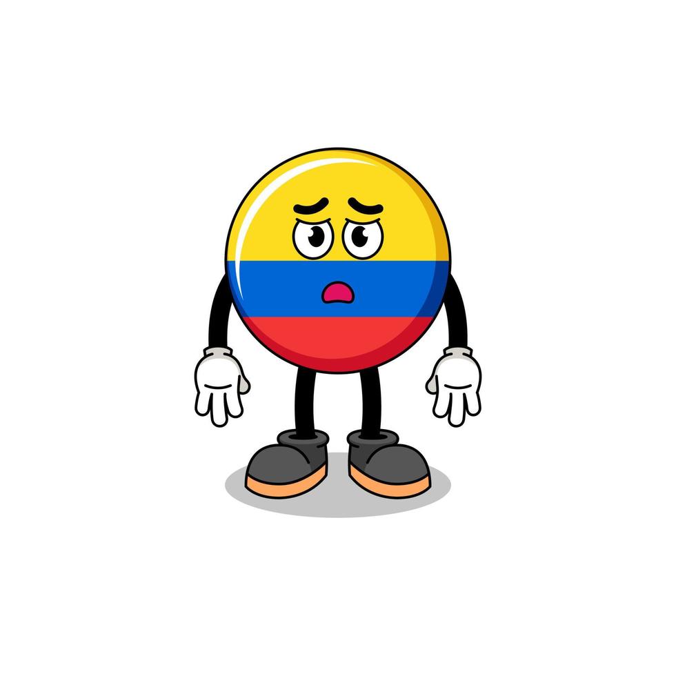 colombia flag cartoon illustration with sad face vector