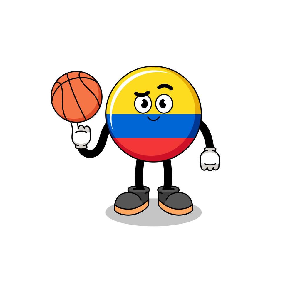 ilustración de la bandera de colombia como jugador de baloncesto vector