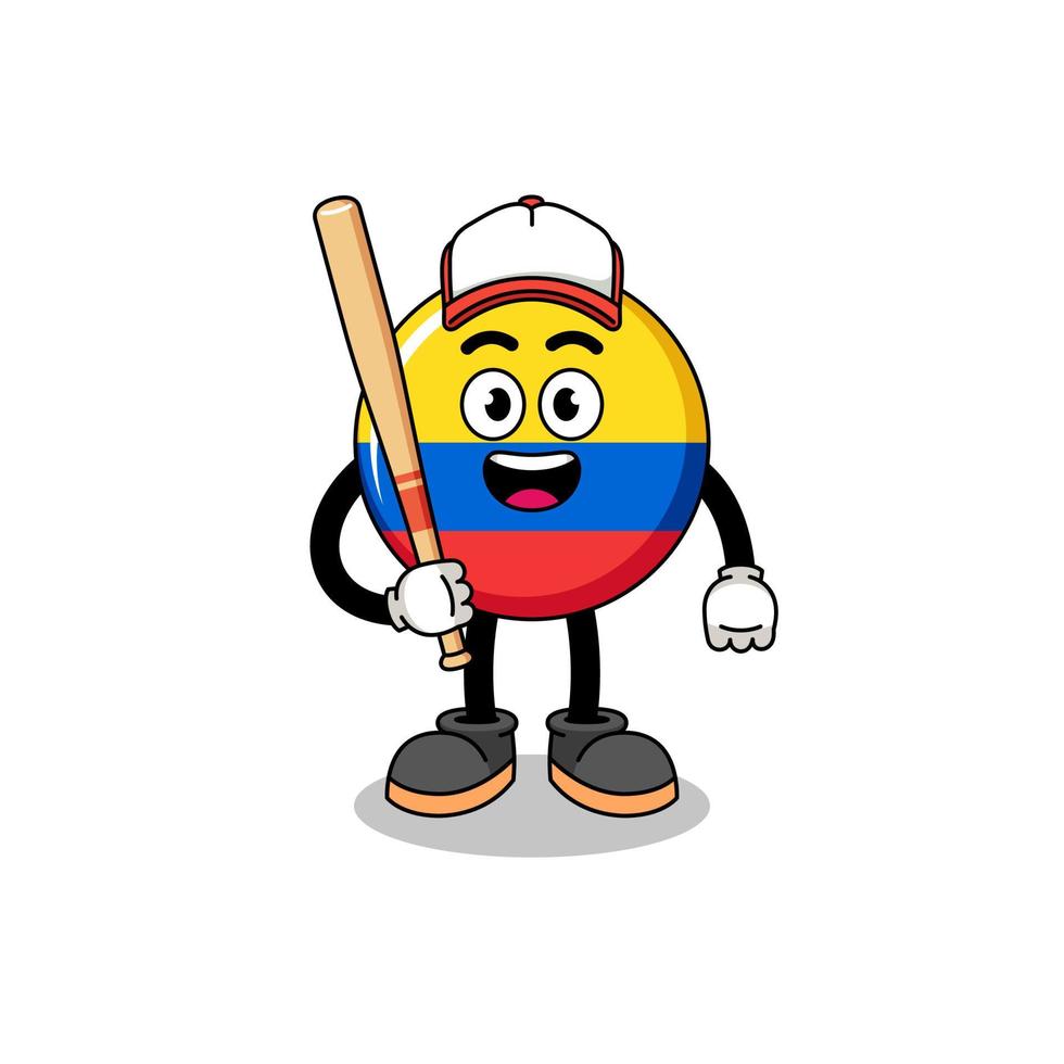 colombia flag mascot cartoon as a baseball player vector