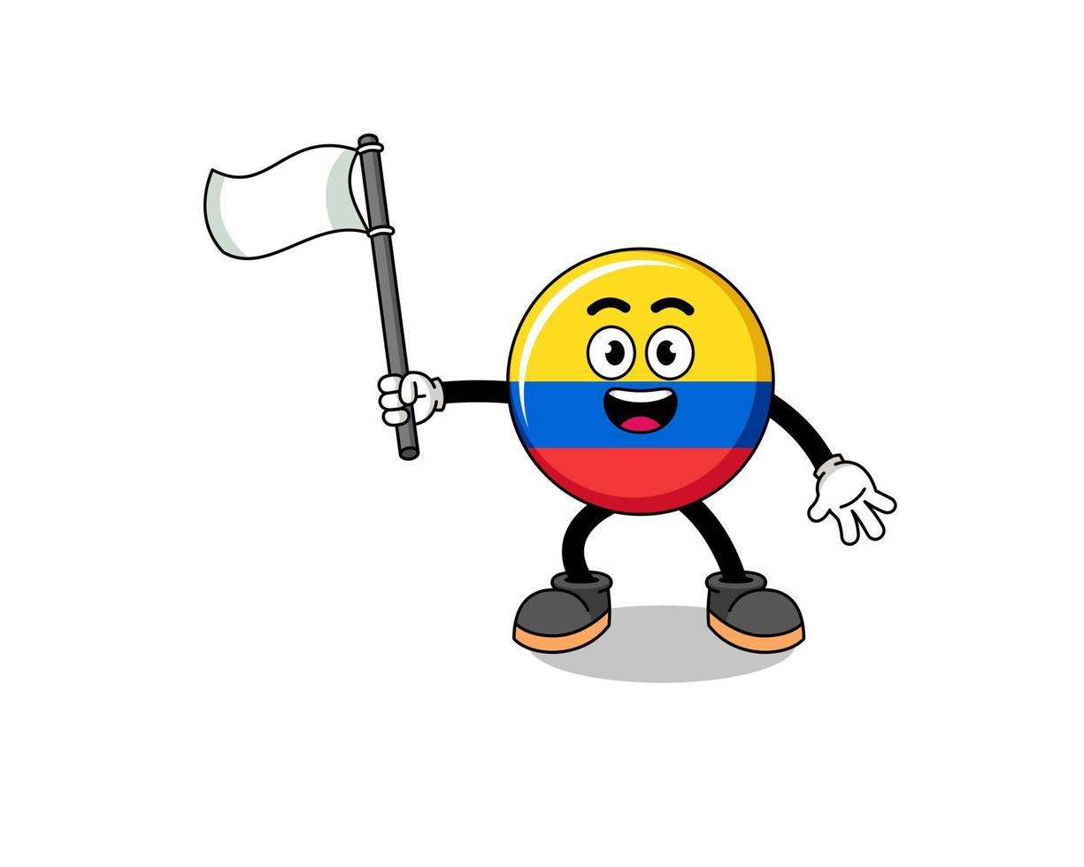 caricatura, ilustración, de, colombia, bandera, tenencia, un, blanco, bandera vector